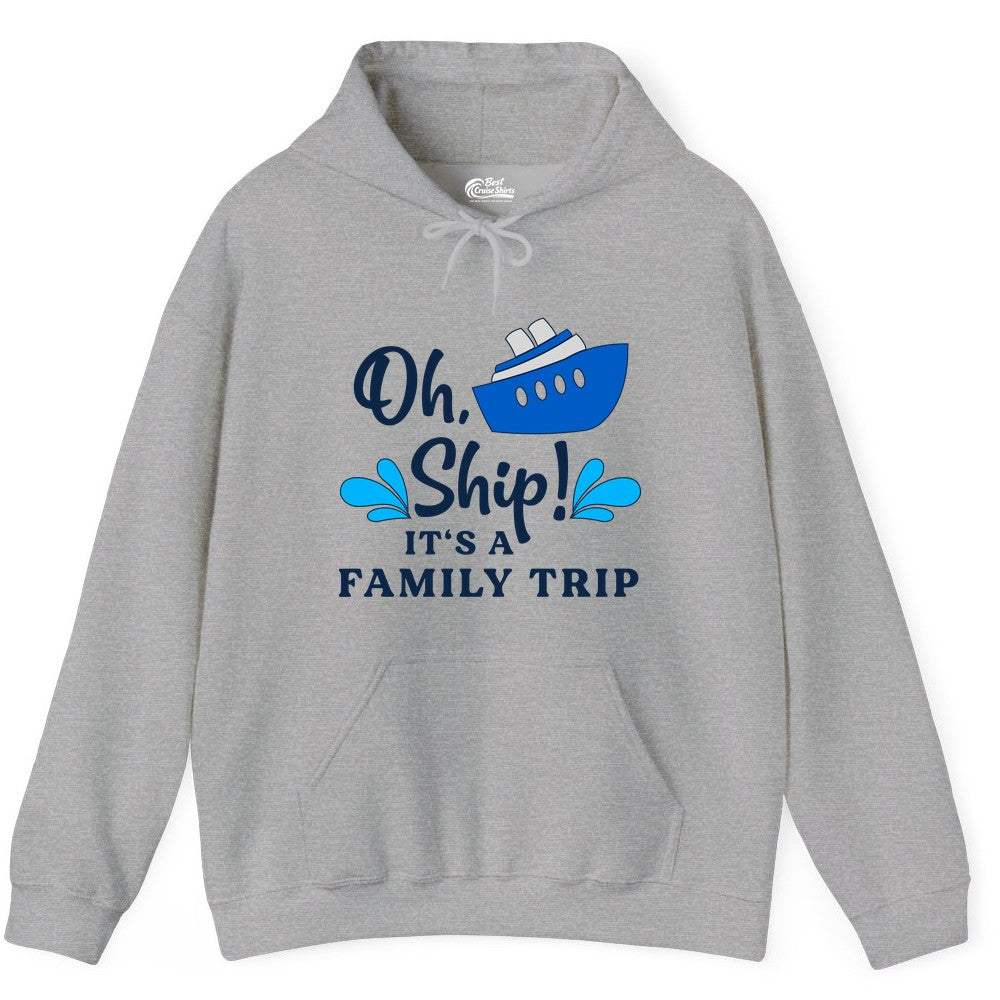 Family Cruise Shirt - Funny Cruise Trip Tee for Vacation Groups (Hoodie) in Sport Grey - Oh Ship Funny Family Cruise Trip Shirt Nautical Vacation Design