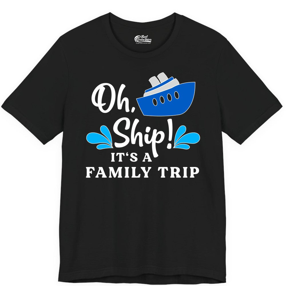 Family Cruise Shirt - Funny Cruise Trip Tee for Vacation Groups (Premium Tee) in Black - Oh Ship Funny Family Cruise Trip Shirt Nautical Vacation Design