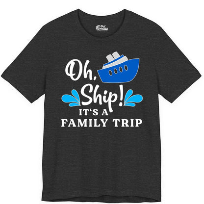Family Cruise Shirt - Funny Cruise Trip Tee for Vacation Groups (Premium Tee) in Dark Grey Heather - Oh Ship Funny Family Cruise Trip Shirt Nautical Vacation Design