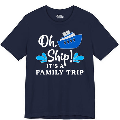 Family Cruise Shirt - Funny Cruise Trip Tee for Vacation Groups (Premium Tee) in Navy - Oh Ship Funny Family Cruise Trip Shirt Nautical Vacation Design