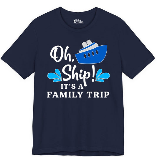 Family Cruise Shirt - Funny Cruise Trip Tee for Vacation Groups (Premium Tee) in Navy - Oh Ship Funny Family Cruise Trip Shirt Nautical Vacation Design