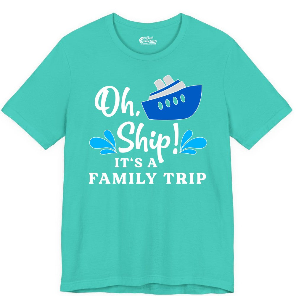 Family Cruise Shirt - Funny Cruise Trip Tee for Vacation Groups (Premium Tee) in Teal - Oh Ship Funny Family Cruise Trip Shirt Nautical Vacation Design