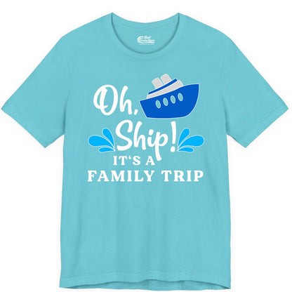 Family Cruise Shirt - Funny Cruise Trip Tee for Vacation Groups (Premium Tee) in Turquoise - Oh Ship Funny Family Cruise Trip Shirt Nautical Vacation Design