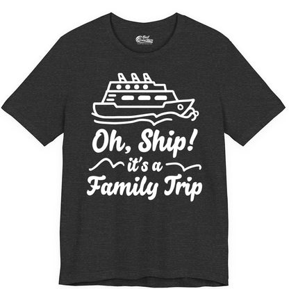 Family Cruise Shirts - Funny Cruise Trip Shirts for Family Vacation (Premium Tee) in Dark Grey Heather - Oh Ship Its a Family Trip Cruise Vacation Matching Shirt