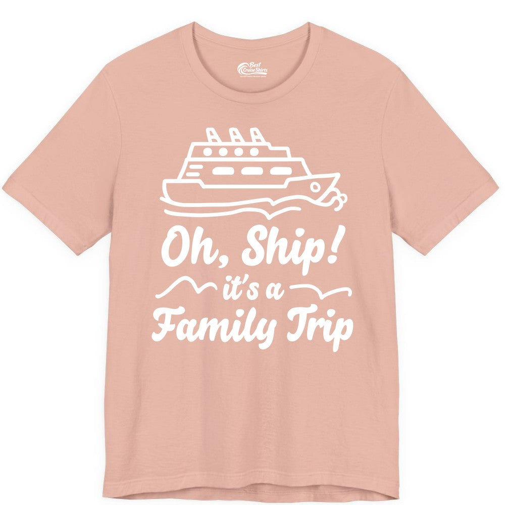 Family Cruise Shirts - Funny Cruise Trip Shirts for Family Vacation (Premium Tee) in Peach - Oh Ship Its a Family Trip Cruise Vacation Matching Shirt