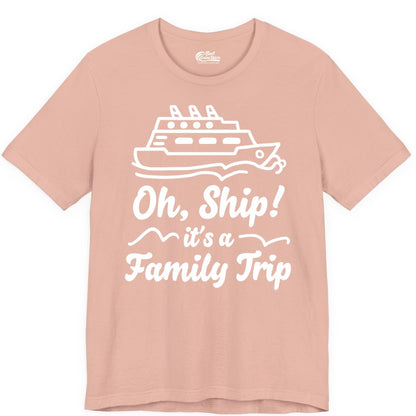 Family Cruise Shirts - Funny Cruise Trip Shirts for Family Vacation (Premium Tee) in Peach - Oh Ship Its a Family Trip Cruise Vacation Matching Shirt
