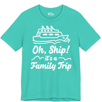 Family Cruise Shirts - Funny Cruise Trip Shirts for Family Vacation (Premium Tee) in Teal - Oh Ship Its a Family Trip Cruise Vacation Matching Shirt