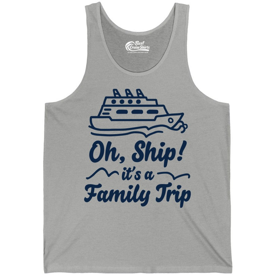 Family Cruise Shirts - Funny Cruise Trip Shirts for Family Vacation (Tank Top) in Athletic Heather - Oh Ship Its a Family Trip Cruise Vacation Matching Shirt