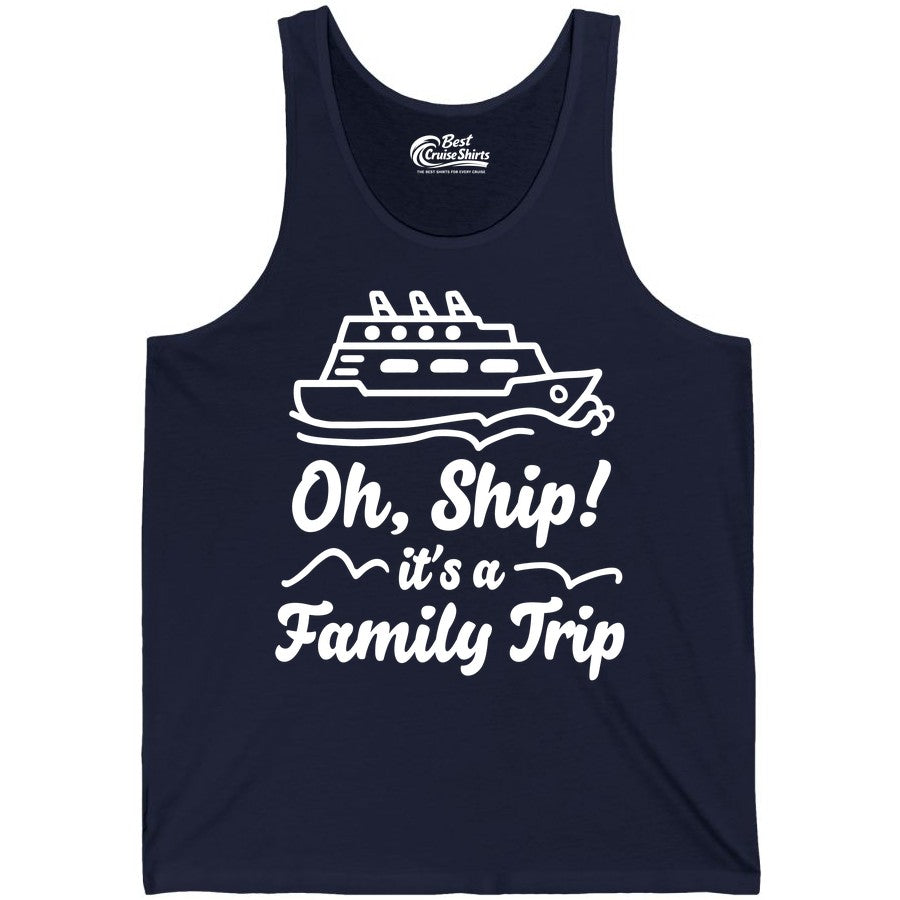 Family Cruise Shirts - Funny Cruise Trip Shirts for Family Vacation (Tank Top) in Navy - Oh Ship Its a Family Trip Cruise Vacation Matching Shirt