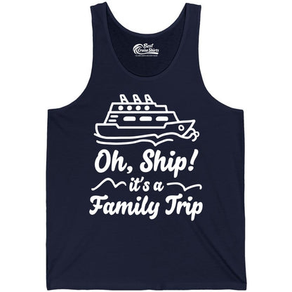 Family Cruise Shirts - Funny Cruise Trip Shirts for Family Vacation (Tank Top) in Navy - Oh Ship Its a Family Trip Cruise Vacation Matching Shirt