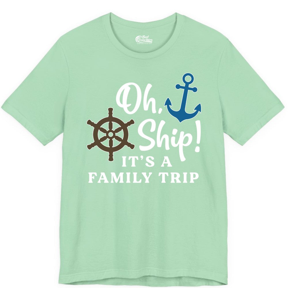 Family Cruise Shirt - Nautical Cruise Vacation Shirt for Families (Premium Tee) in Mint - Oh Ship It’s a Family Trip Nautical Cruise Shirt with Marine Icons