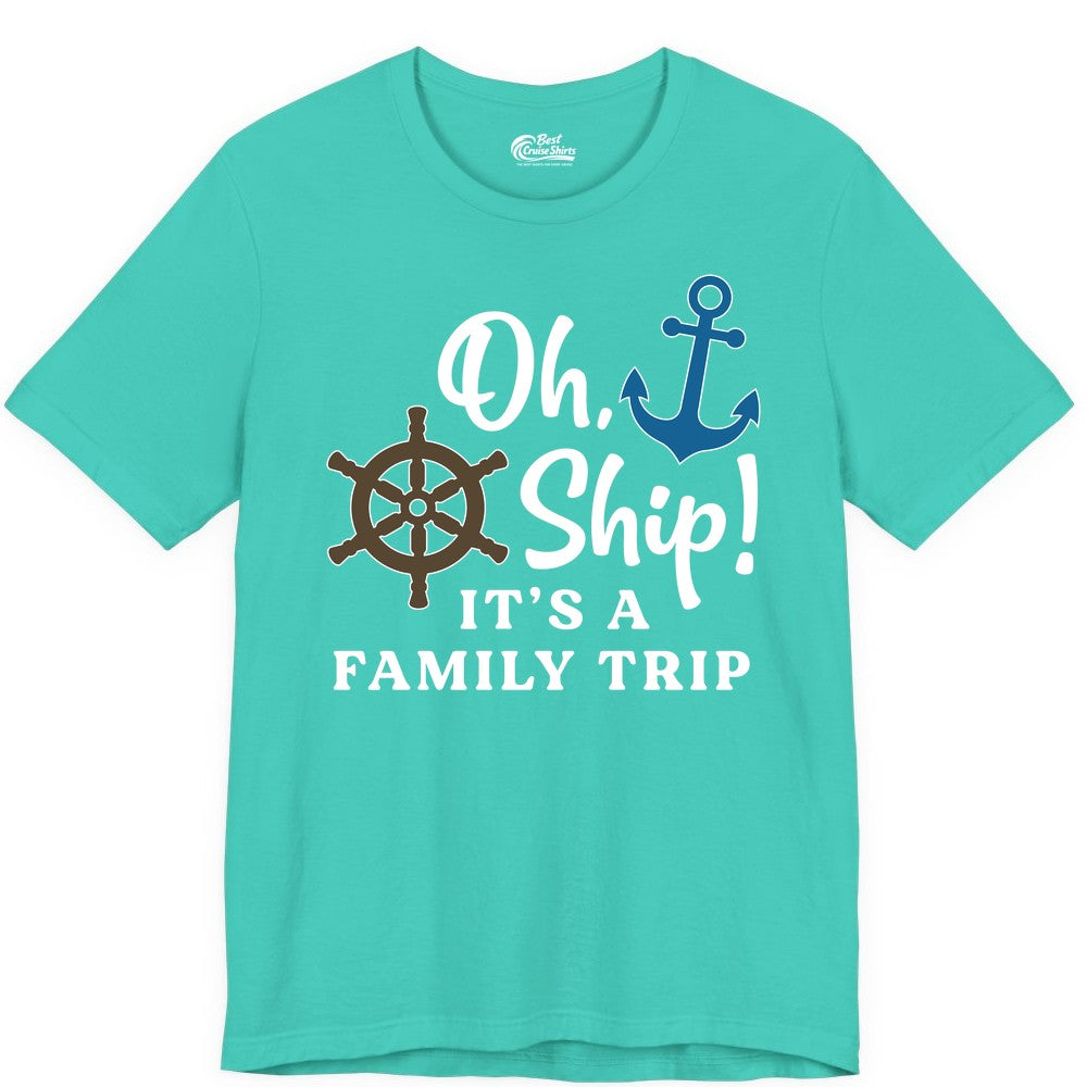 Family Cruise Shirt - Nautical Cruise Vacation Shirt for Families (Premium Tee) in Teal - Oh Ship It’s a Family Trip Nautical Cruise Shirt with Marine Icons