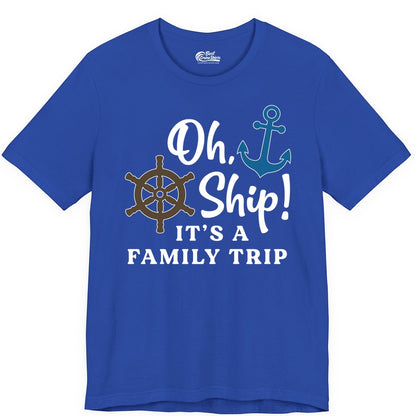 Family Cruise Shirt - Nautical Cruise Vacation Shirt for Families (Premium Tee) in True Royal - Oh Ship It’s a Family Trip Nautical Cruise Shirt with Marine Icons