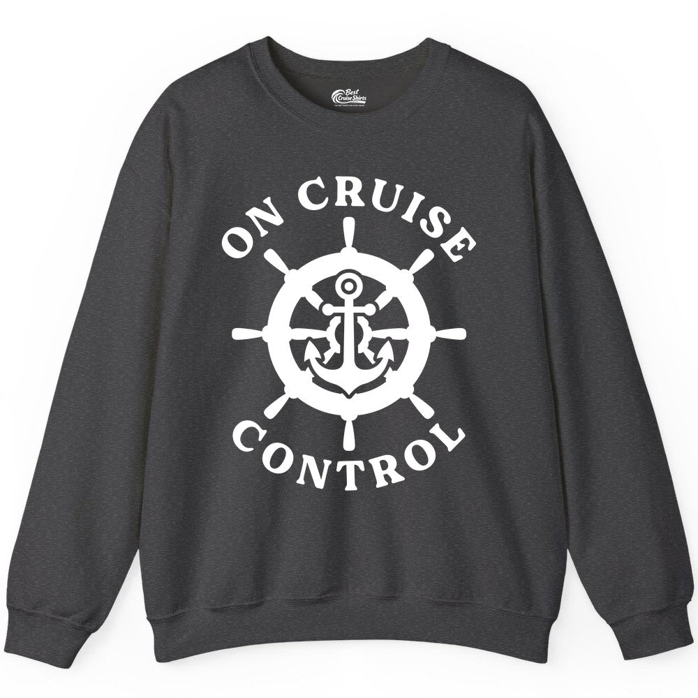 On Cruise Control Nautical Anchor Helm Wheel Cruise Shirt Sweatshirt - View 3 - Best Cruise Shirts