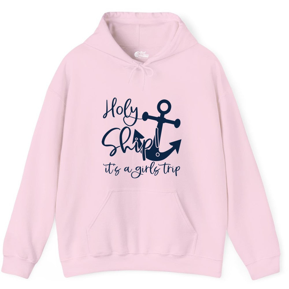 Girls Trip Cruise Shirt - Nautical Anchor Funny Holy Ship Tee (Hoodie) in Light Pink - Holy Ship Anchor Girls Trip Cruise Shirt - Nautical Party Tee