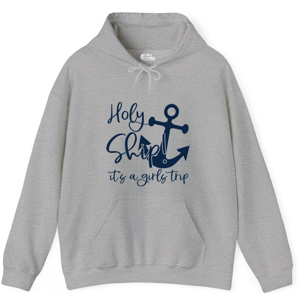 Girls Trip Cruise Shirt - Nautical Anchor Funny Holy Ship Tee (Hoodie) in Sport Grey - Holy Ship Anchor Girls Trip Cruise Shirt - Nautical Party Tee
