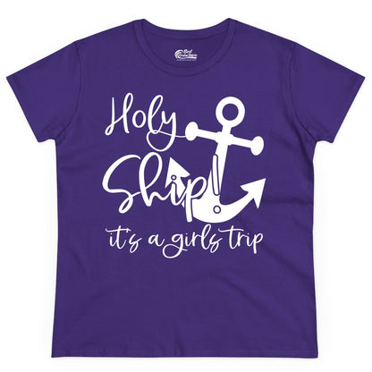 Girls Trip Cruise Shirt - Nautical Anchor Funny Holy Ship Tee (Ladies Tee) in Purple - Holy Ship Anchor Girls Trip Cruise Shirt - Nautical Party Tee