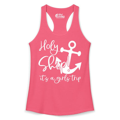 Girls Trip Cruise Shirt - Nautical Anchor Funny Holy Ship Tee (Ladies Tank) in Hot Pink - Holy Ship Anchor Girls Trip Cruise Shirt - Nautical Party Tee
