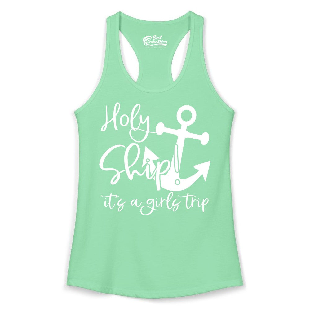 Girls Trip Cruise Shirt - Nautical Anchor Funny Holy Ship Tee (Ladies Tank) in Solid Mint - Holy Ship Anchor Girls Trip Cruise Shirt - Nautical Party Tee