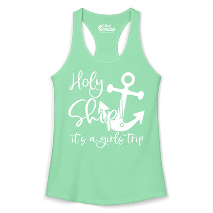 Girls Trip Cruise Shirt - Nautical Anchor Funny Holy Ship Tee (Ladies Tank) in Solid Mint - Holy Ship Anchor Girls Trip Cruise Shirt - Nautical Party Tee