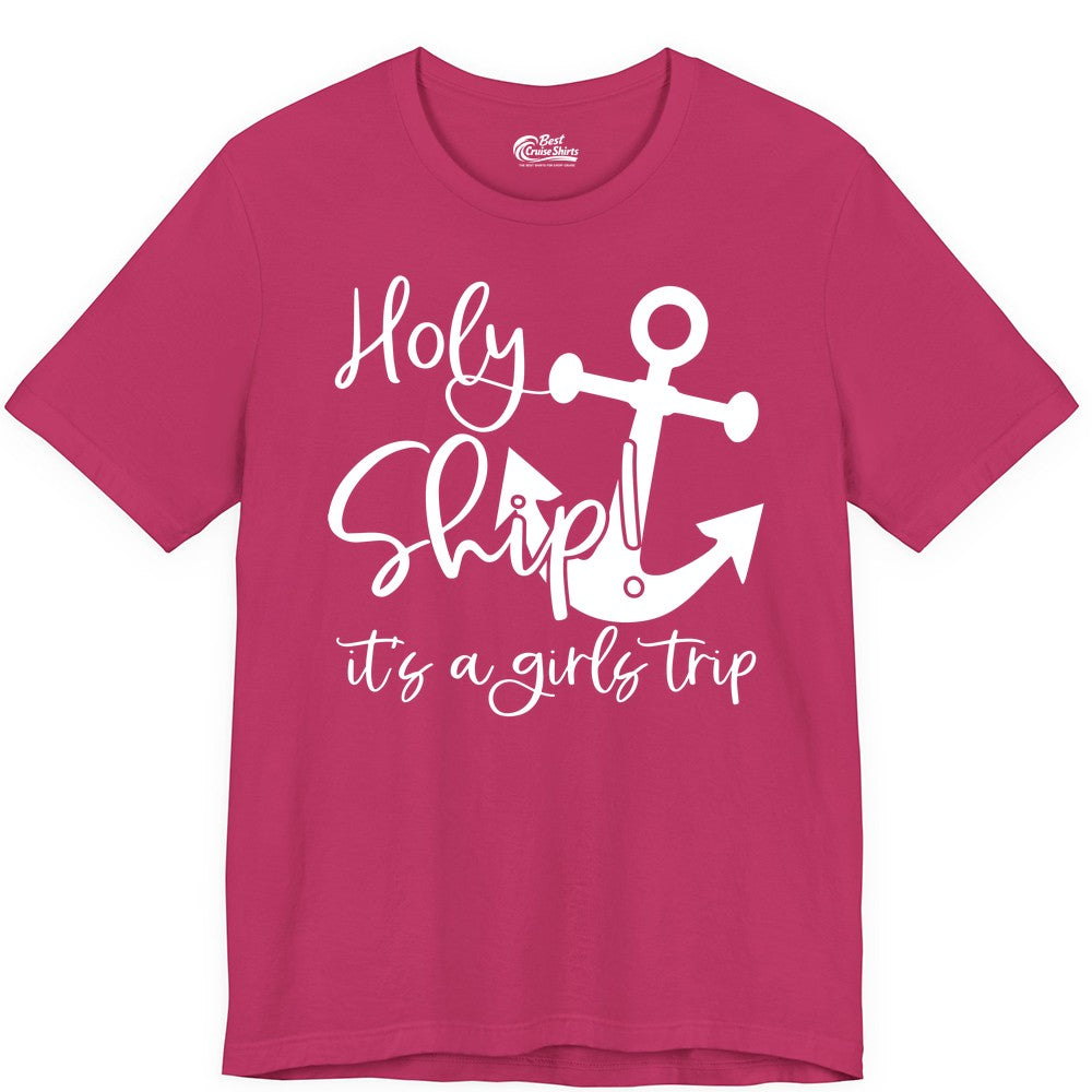 Girls Trip Cruise Shirt - Nautical Anchor Funny Holy Ship Tee (Premium Tee) in Berry - Holy Ship Anchor Girls Trip Cruise Shirt - Nautical Party Tee