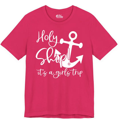 Girls Trip Cruise Shirt - Nautical Anchor Funny Holy Ship Tee (Premium Tee) in Fuchsia - Holy Ship Anchor Girls Trip Cruise Shirt - Nautical Party Tee