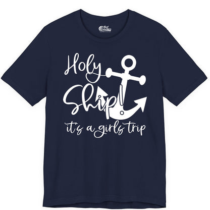 Girls Trip Cruise Shirt - Nautical Anchor Funny Holy Ship Tee (Premium Tee) in Navy - Holy Ship Anchor Girls Trip Cruise Shirt - Nautical Party Tee