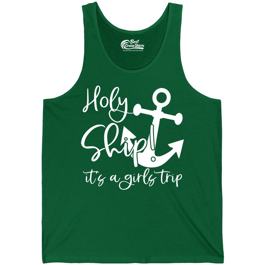 Girls Trip Cruise Shirt - Nautical Anchor Funny Holy Ship Tee (Tank Top) in Kelly - Holy Ship Anchor Girls Trip Cruise Shirt - Nautical Party Tee