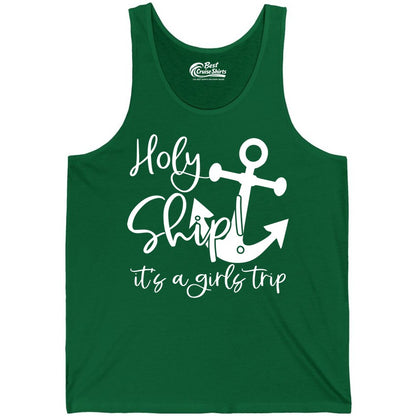 Girls Trip Cruise Shirt - Nautical Anchor Funny Holy Ship Tee (Tank Top) in Kelly - Holy Ship Anchor Girls Trip Cruise Shirt - Nautical Party Tee