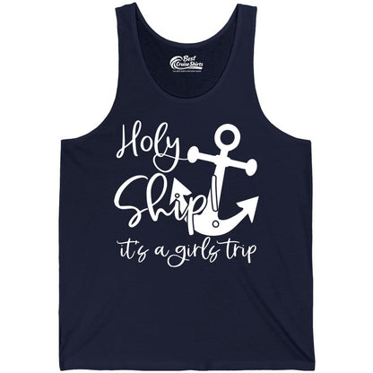 Girls Trip Cruise Shirt - Nautical Anchor Funny Holy Ship Tee (Tank Top) in Navy - Holy Ship Anchor Girls Trip Cruise Shirt - Nautical Party Tee