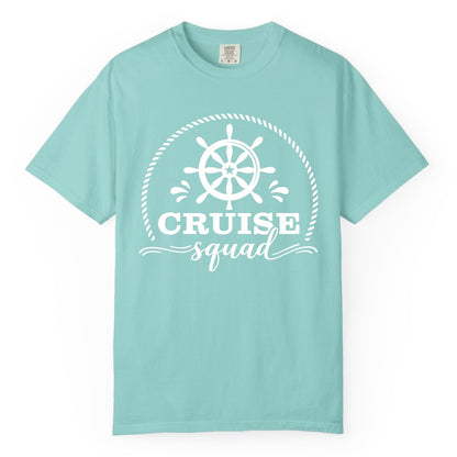 Cruise Squad Shirt - Nautical Wheel Group Cruise Apparel Matching (Comfort Color) in Chalky Mint - Cruise Squad Nautical Wheel Shirt - Rope and Fun Script Group Apparel