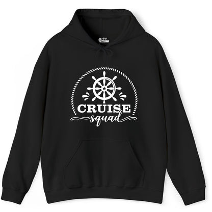 Cruise Squad Shirt - Nautical Wheel Group Cruise Apparel Matching (Hoodie) in Black - Cruise Squad Nautical Wheel Shirt - Rope and Fun Script Group Apparel