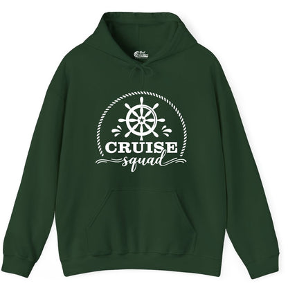 Cruise Squad Shirt - Nautical Wheel Group Cruise Apparel Matching (Hoodie) in Forest Green - Cruise Squad Nautical Wheel Shirt - Rope and Fun Script Group Apparel
