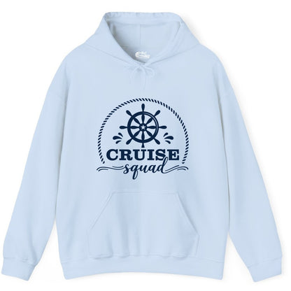 Cruise Squad Shirt - Nautical Wheel Group Cruise Apparel Matching (Hoodie) in Light Blue - Cruise Squad Nautical Wheel Shirt - Rope and Fun Script Group Apparel