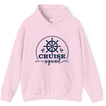 Cruise Squad Shirt - Nautical Wheel Group Cruise Apparel Matching (Hoodie) in Light Pink - Cruise Squad Nautical Wheel Shirt - Rope and Fun Script Group Apparel