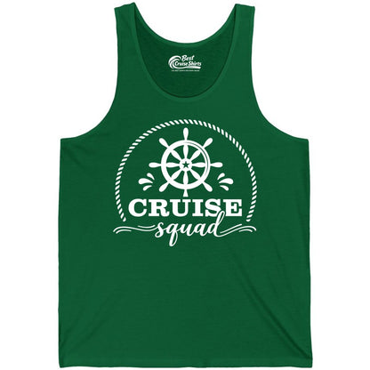 Cruise Squad Shirt - Nautical Wheel Group Cruise Apparel Matching (Tank Top) in Kelly - Cruise Squad Nautical Wheel Shirt - Rope and Fun Script Group Apparel