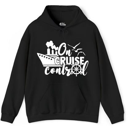 On Cruise Control Shirt - Nautical Cruise Ship Apparel Vacation Tee (Hoodie) in Black - On Cruise Control Shirt - Nautical Wheel Cruise Ship Vacation Tee