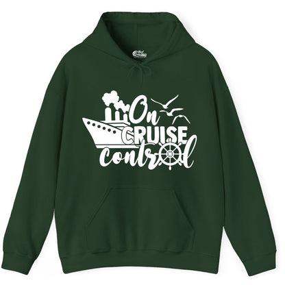 On Cruise Control Shirt - Nautical Cruise Ship Apparel Vacation Tee (Hoodie) in Forest Green - On Cruise Control Shirt - Nautical Wheel Cruise Ship Vacation Tee