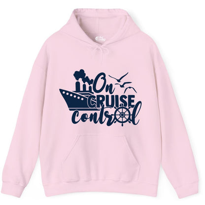 On Cruise Control Shirt - Nautical Cruise Ship Apparel Vacation Tee (Hoodie) in Light Pink - On Cruise Control Shirt - Nautical Wheel Cruise Ship Vacation Tee