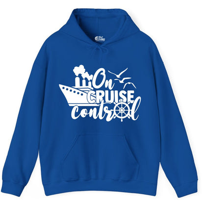 On Cruise Control Shirt - Nautical Cruise Ship Apparel Vacation Tee (Hoodie) in Royal - On Cruise Control Shirt - Nautical Wheel Cruise Ship Vacation Tee