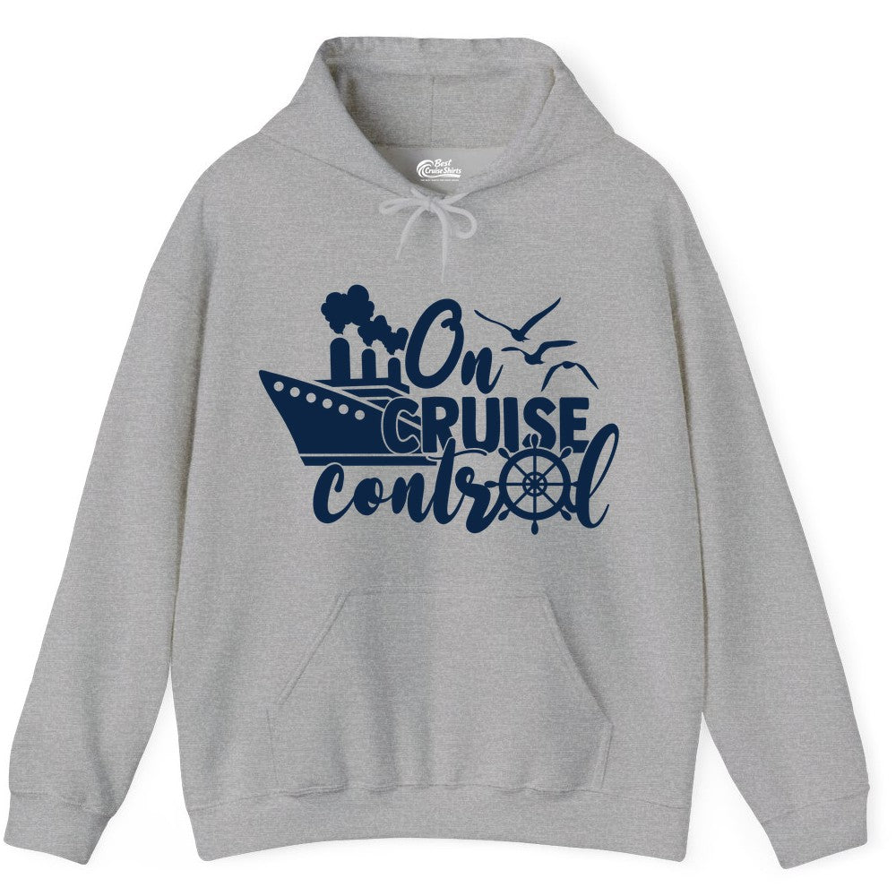 On Cruise Control Shirt - Nautical Cruise Ship Apparel Vacation Tee (Hoodie) in Sport Grey - On Cruise Control Shirt - Nautical Wheel Cruise Ship Vacation Tee
