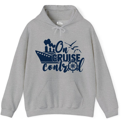 On Cruise Control Shirt - Nautical Cruise Ship Apparel Vacation Tee (Hoodie) in Sport Grey - On Cruise Control Shirt - Nautical Wheel Cruise Ship Vacation Tee