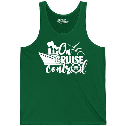 On Cruise Control Shirt - Nautical Cruise Ship Apparel Vacation Tee (Tank Top) in Kelly - On Cruise Control Shirt - Nautical Wheel Cruise Ship Vacation Tee