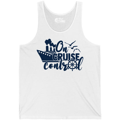 On Cruise Control Shirt - Nautical Cruise Ship Apparel Vacation Tee (Tank Top) in White - On Cruise Control Shirt - Nautical Wheel Cruise Ship Vacation Tee