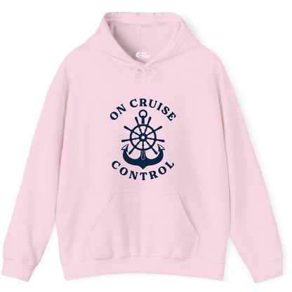 On Cruise Control Shirt - Funny Cruise Vacation Nautical Captain Tee (Hoodie) in Light Pink - On Cruise Control Nautical Captain Wheel Funny Cruise Shirt