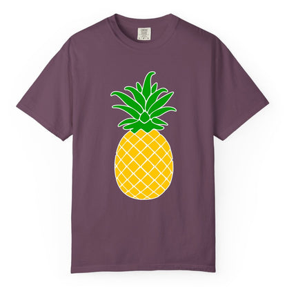 Pineapple Graphic Shirt - Tropical Fruit Apparel for Summer Fun (Comfort Color) in Berry - Cartoon Pineapple Graphic Shirt - Bold Tropical Fruit Summer Tee