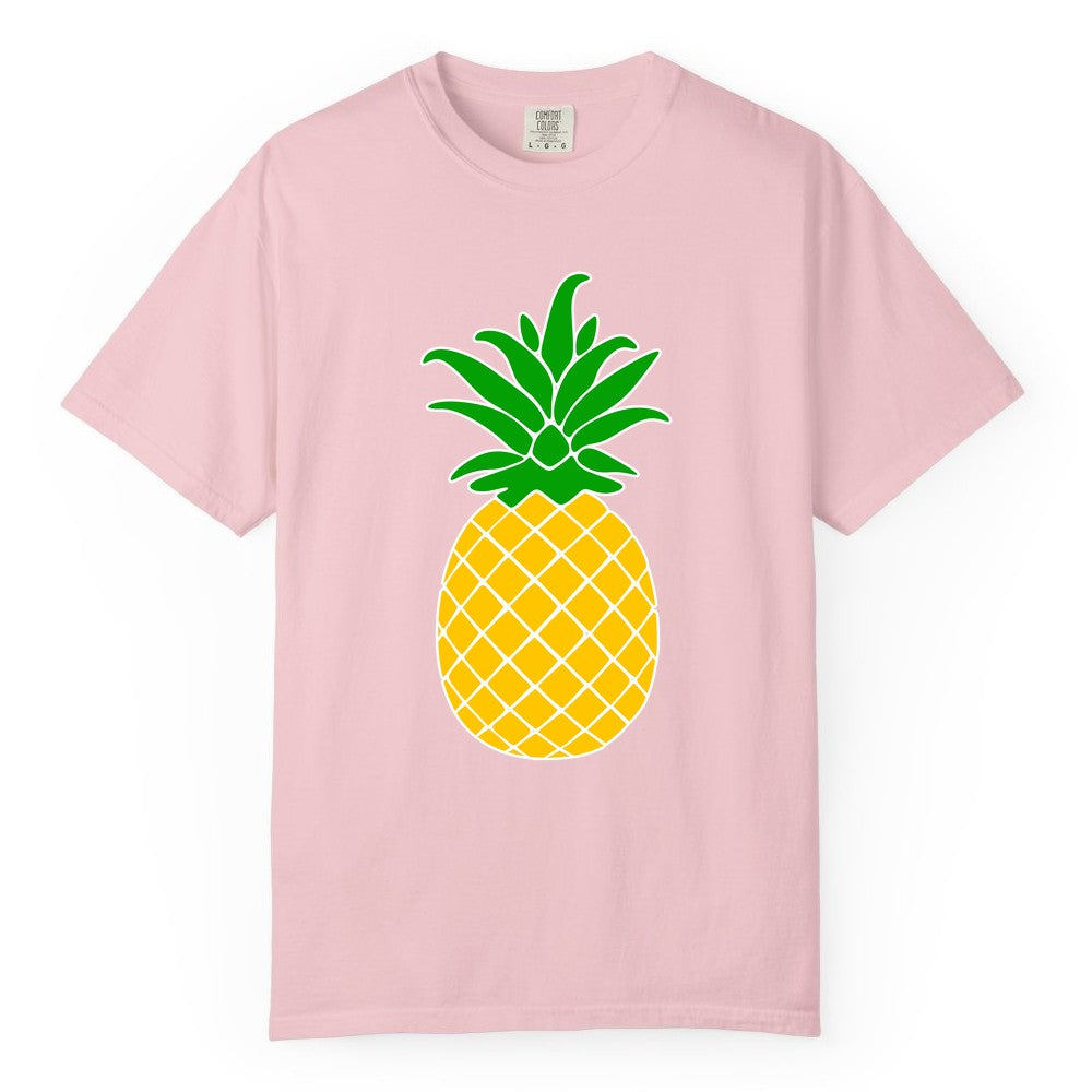 Pineapple Graphic Shirt - Tropical Fruit Apparel for Summer Fun (Comfort Color) in Blossom - Cartoon Pineapple Graphic Shirt - Bold Tropical Fruit Summer Tee