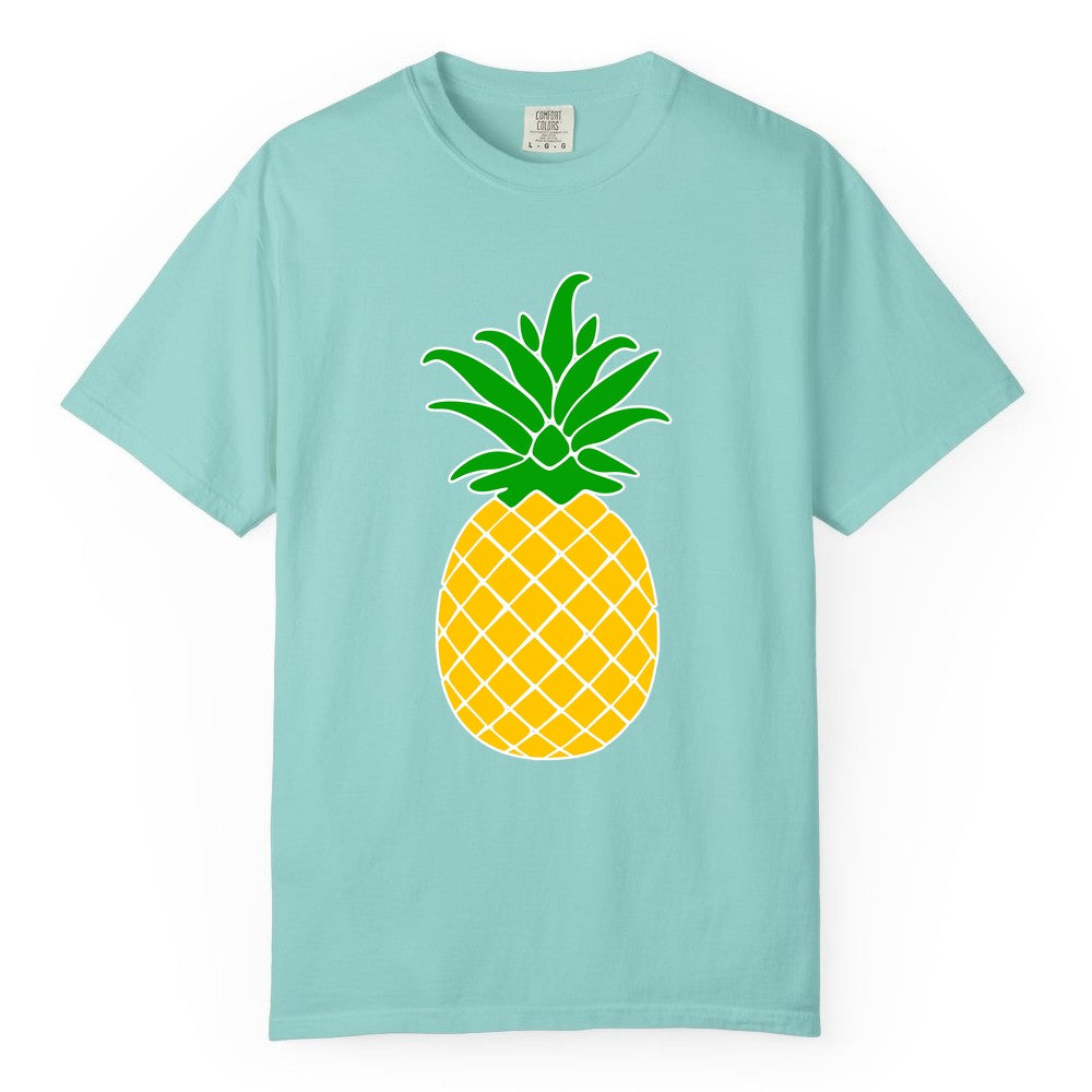 Pineapple Graphic Shirt - Tropical Fruit Apparel for Summer Fun (Comfort Color) in Chalky Mint - Cartoon Pineapple Graphic Shirt - Bold Tropical Fruit Summer Tee