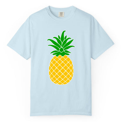 Pineapple Graphic Shirt - Tropical Fruit Apparel for Summer Fun (Comfort Color) in Chambray - Cartoon Pineapple Graphic Shirt - Bold Tropical Fruit Summer Tee