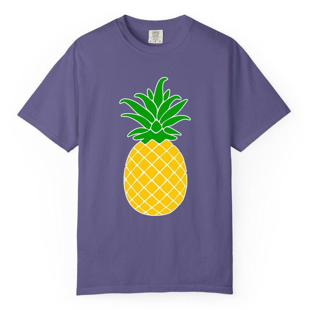 Pineapple Graphic Shirt - Tropical Fruit Apparel for Summer Fun (Comfort Color) in Grape - Cartoon Pineapple Graphic Shirt - Bold Tropical Fruit Summer Tee